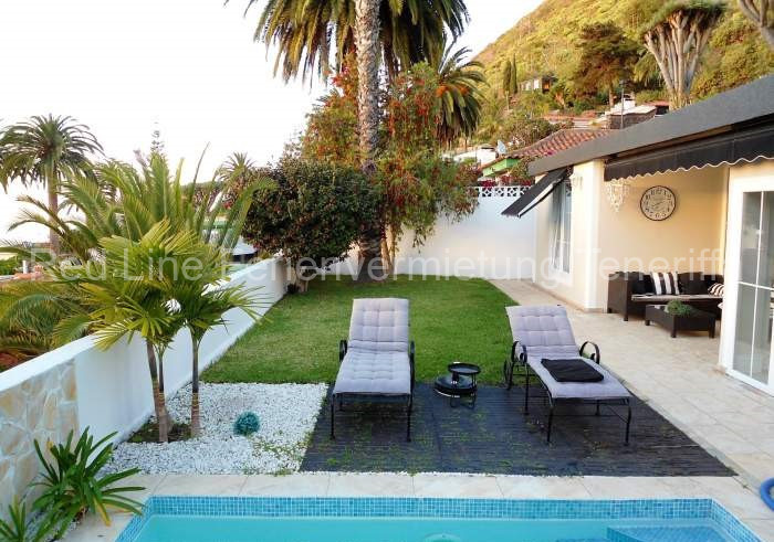 Teneriffa Luxus-Ferienhaus. Komfortables Luxus-Ferienhaus mit Pool und Meerblick in La Orotava